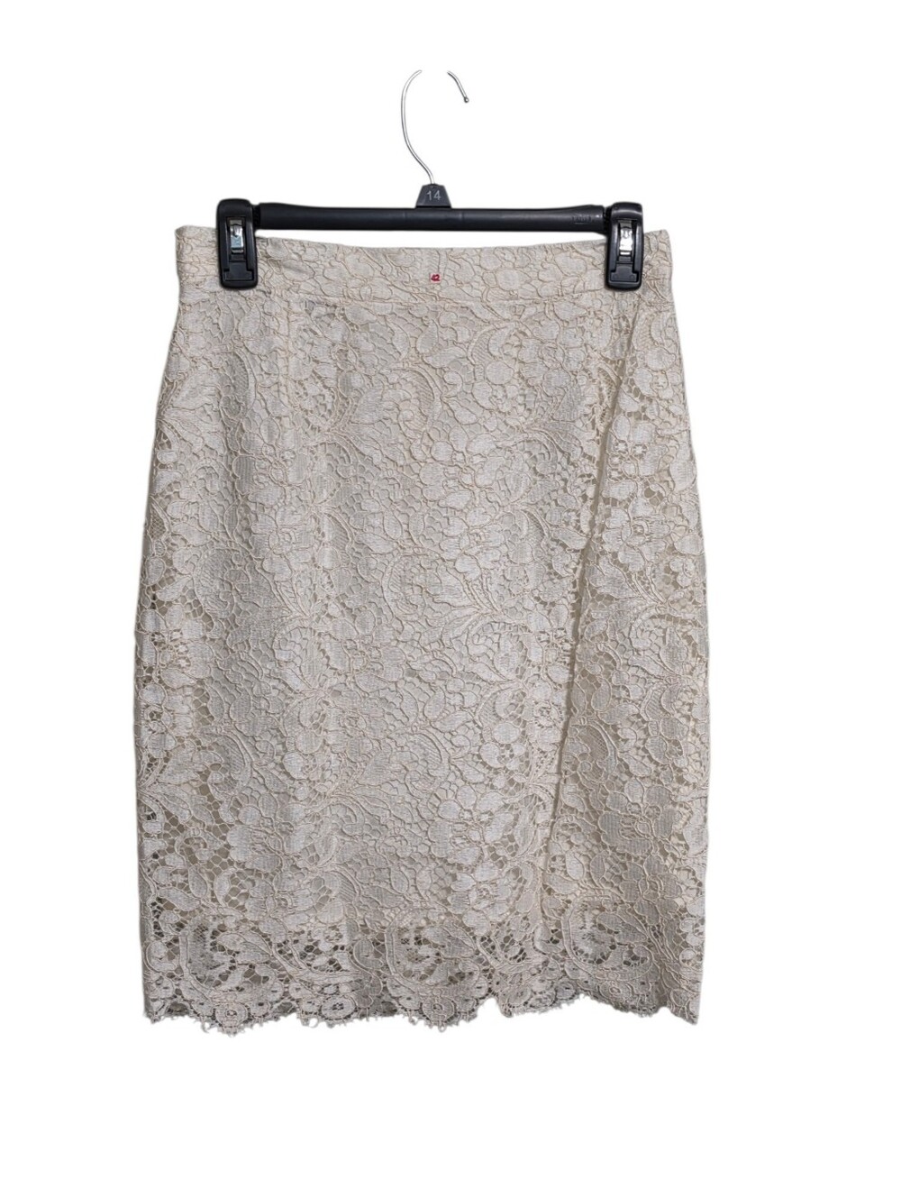 Vintage Surabaya White Lace & Satin Pencil Skirt 10 Feminine Coquette